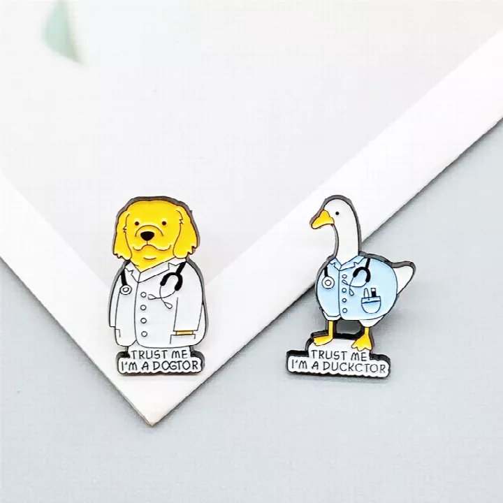 cute Duck&dog design Medical event commemoration metal soft enamel pin