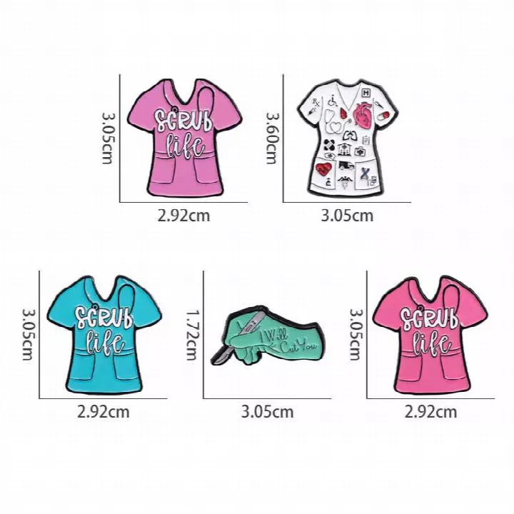 custom medical scrubs design metal soft enamel lapel pin