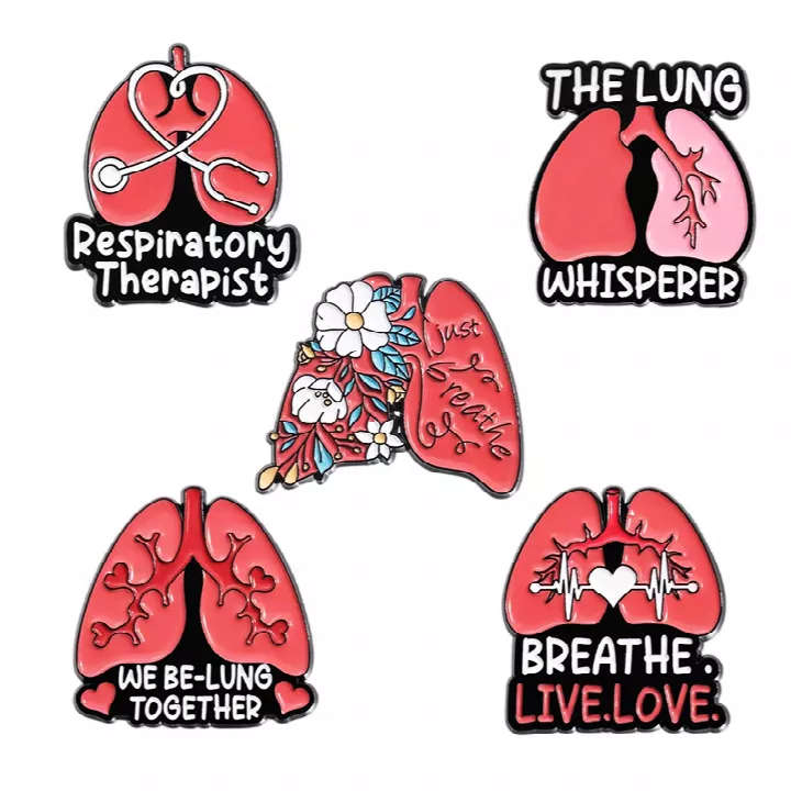 Custom Red Heart Beating Badge，heart shape metal enamel，respiratory therapists logo wholesales metal
