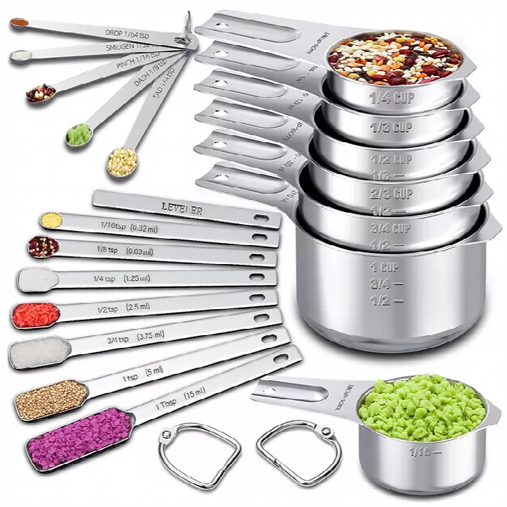 Stainless Steel Measuring Cups and Spoons Set of 20